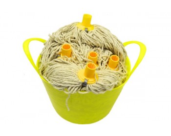 Bucket of Yellow Socket, Yarn Mop Heads